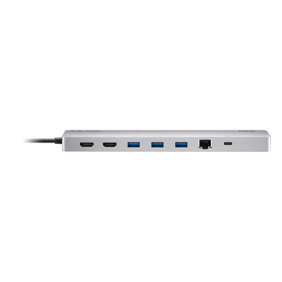 ATEN Docking 11-in-1 USB-C Multiport Dock + Power Pass-Through, 2 x HDMI, LAN, 3.5mm, USB-C, SD Card, microSD, 3 x USB 3.2 ATEN Docking 11-in-1 USB-C Multiport Dock + Power Pass-Through, 2 x HDMI, LAN, 3.5mm, USB-C, SD Card, microSD, 3 x USB 3.2