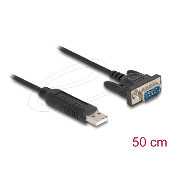 Delock Adapter USB 2.0 to serial RS-232 DB9 male, 50 cm FTDI Delock Adapter USB 2.0 to serial RS-232 DB9 male, 50 cm FTDI