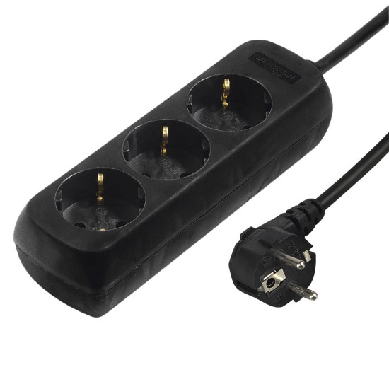 Hama 3-Way Power Strip, with Incr. Touch Protect., 1.4 m, black Hama 3-Way Power Strip, with Incr. Touch Protect., 1.4 m, black
