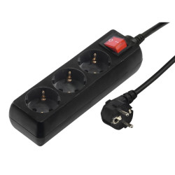 Hama Power Strip, 3-Way, with Switch, 1.4 m, black Hama Power Strip, 3-Way, with Switch, 1.4 m, black