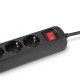Hama Power Strip, 3-Way, with Switch, 1.4 m, black Hama Power Strip, 3-Way, with Switch, 1.4 m, black