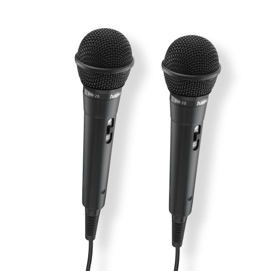 Hama “Karaoke” Dynamic Microphone, Jack Cable 2.5 m + Adap., On/Off, Set of 2 Hama “Karaoke” Dynamic Microphone, Jack Cable 2.5 m + Adap., On/Off, Set of 2