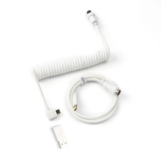 Cable Keychron Coiled Aviator Cable Angled USB-C - White Cable Keychron Coiled Aviator Cable Angled USB-C - White