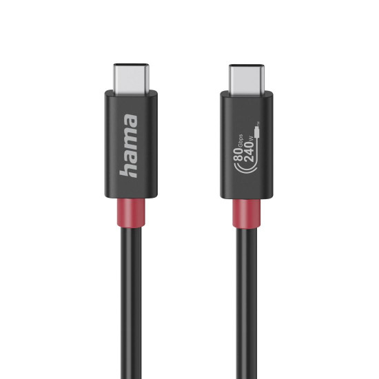 Hama USB-C Cable, E-Marker, USB4 Gen4, 80 Gbit/s, 5 A, 240 W, 1.00 m