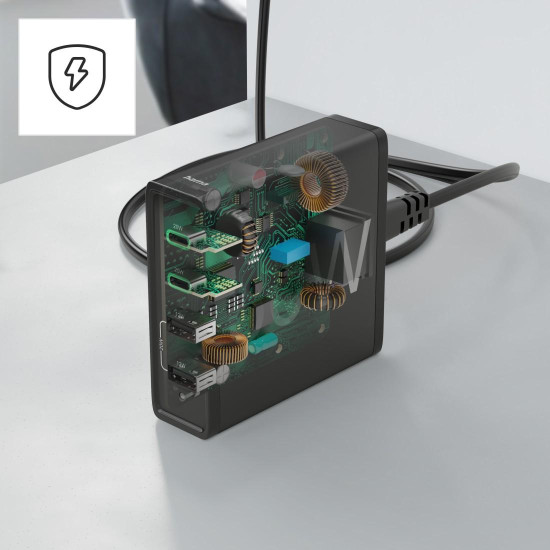 Hama 4-Port Charging Stn, Fast Charger, 2x USB-C, 2x USB-A, PD, 60 W, blk Hama 4-Port Charging Stn, Fast Charger, 2x USB-C, 2x USB-A, PD, 60 W, blk