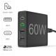 Hama 4-Port Charging Stn, Fast Charger, 2x USB-C, 2x USB-A, PD, 60 W, blk Hama 4-Port Charging Stn, Fast Charger, 2x USB-C, 2x USB-A, PD, 60 W, blk