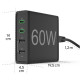Hama 4-Port Charging Stn, Fast Charger, 2x USB-C, 2x USB-A, PD, 60 W, blk Hama 4-Port Charging Stn, Fast Charger, 2x USB-C, 2x USB-A, PD, 60 W, blk