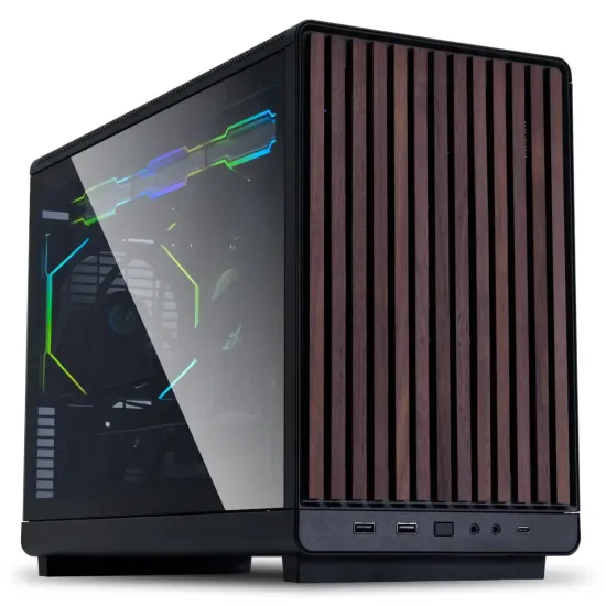 Case Lian Li DAN A3-mATX Wood Edition Black, Tempered Glass, Micro Tower
