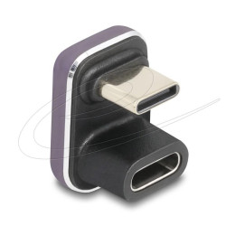 Delock Адаптер USB-C мъжко към женско USB-C, под  180° ,  40 Gbps PD 3.1 240 W ,  U-образен 8K 60 Hz metal