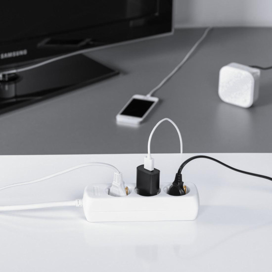 Hama 3-Way Multiple Socket Outlet, with Shutter - Incr. Touch Protect., 1.4 m, white