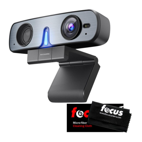 ROCWARE RC08P Webcam 2K, 90 degrees, 4x zoom, USB 2.0, USB-C