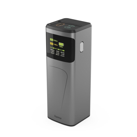 HAMA Външна батерия „High Power“, 200 W, 24000 mAh, 2x USB-C, USB-A, бързо зареждане