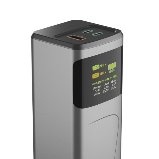 HAMA Външна батерия „High Power“, 200 W, 24000 mAh, 2x USB-C, USB-A, бързо зареждане