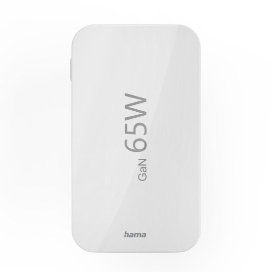 Hama Fast Charger, 2x USB-C, 1x USB-A, Flat Mini Charger, PD, 65 W, wht