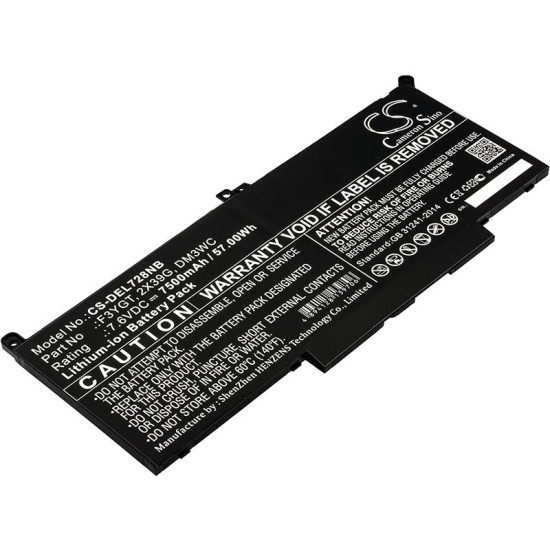 Laptop Battery for DELL CTOL7480-D1506CN, Latitude 12 7000, Latitude 13 7380 LiIon 7.6V 7500mAh CAMERON SINO