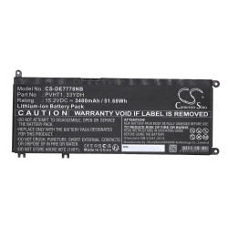 Laptop Battery for DELL G3 15, G5 15 5587, INS 15PD-1863BL, Latitude 15 3590, 33YDH, W7NKD, LiIon 15.2V  3400mAh CAMERON SINO