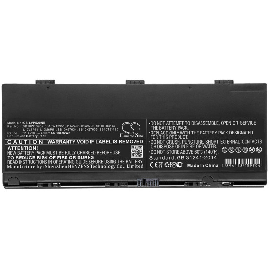 Laptop Battery for LENOVO ThinkPad P52 C00 , 01AV495, L17L6P51 LiIon 11.4V  7800mAh CAMERON SINO