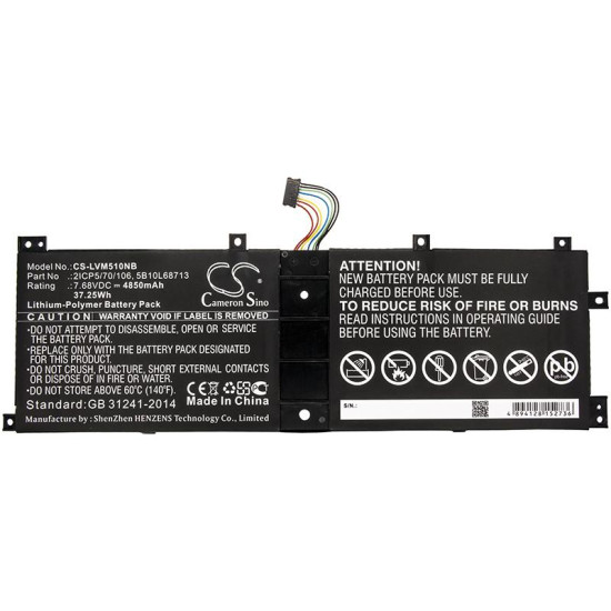 Laptop Battery for  LENOVO IdeaPad MIIX 510 12ISK, Miix 520-12IKB, LH5B10L67278 LiPo  7.68V 4850mAh CAMERON SINO