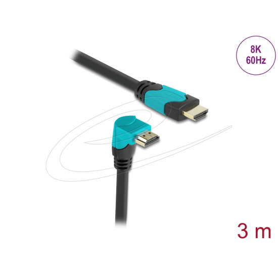 Delock Cable HDMI, 90°, 48 Gbps 8K 60 Hz, 3 м