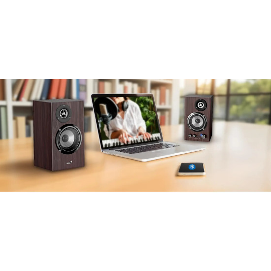 Genius тонколони Speakers 2.0 - SP-HF1812BT - 50W RMS, Bluetooth 5.3, Pine Wood