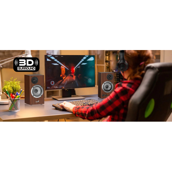 Genius тонколони Speakers 2.0 - SP-HF500B - 16W RMS, 3D Surround, Wood