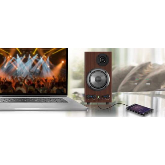 Genius тонколони Speakers 2.0 - SP-HF500B - 16W RMS, 3D Surround, Wood