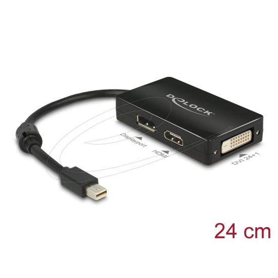 Adapter Delock mini DisplayPort 1.1 male to DisplayPort / HDMI / DVI female black