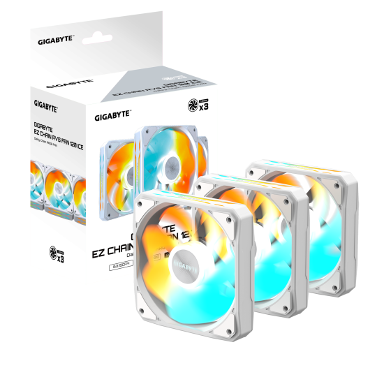 3-pack Fans GIGABYTE AORUS EZ CHAIN RVS FAN 120 ICE - 120x120x25mm ARGB
