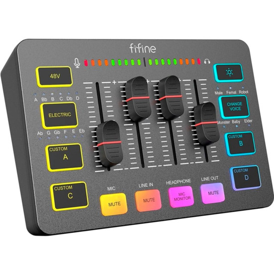 Аудио Миксер FIFINE SC3 RGB Audio Interface - Black