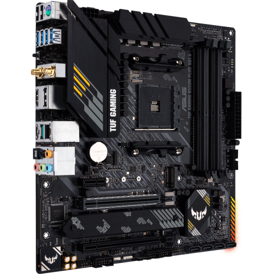 Дънна платка ASUS TUF GAMING B550M-PLUS WIFI II, AMD AM4, micro ATX, 4x DDR4, dual M.2, Wi-Fi 6, PCIe 4.0, Aura Sync RGB