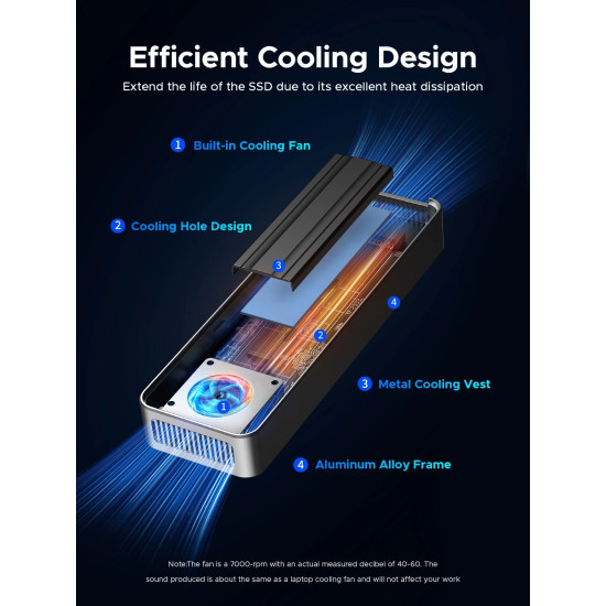 Orico външна кутия за диск Storage - Case - M.2 NVMe M key - USB-C/A, 20Gbps, Built-in Air Cooling, Aluminium - OUM2-G20-SV