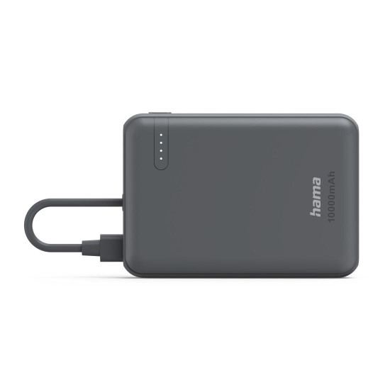 HAMA Външна батерия „Travel“ с кабел, 10000mAh, 2 изхода: 2x USB-C, антрацит