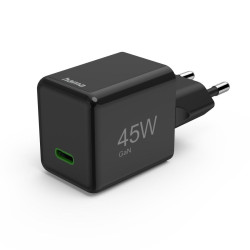 Hama Fast Charger, GaN, USB-C, Super-Mini Charger, PD, 45 W, black