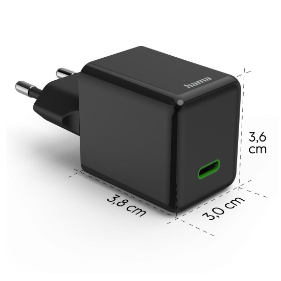 Hama Fast Charger, GaN, USB-C, Super-Mini Charger, PD, 45 W, black