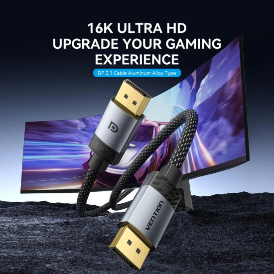 Vention Кабел Cable - Display Port v2.1 DP M / M Black 16K@60Hz, 2M - HGBHH
