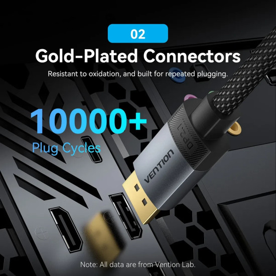 Vention Кабел Cable - Display Port v2.1 DP M / M Black 16K@60Hz, 1M - HGBHF