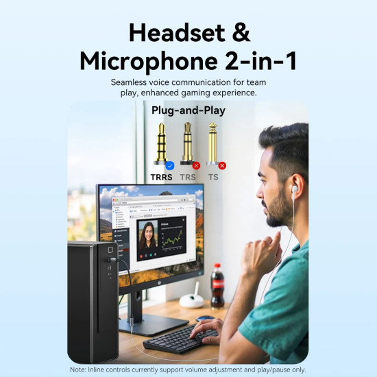 Vention външна звукова карта USB Sound card 1-Port 0.25M Gray - CVFHC