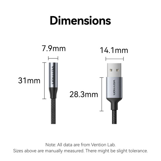 Vention външна звукова карта USB Sound card 1-Port 0.25M Gray - CVFHC