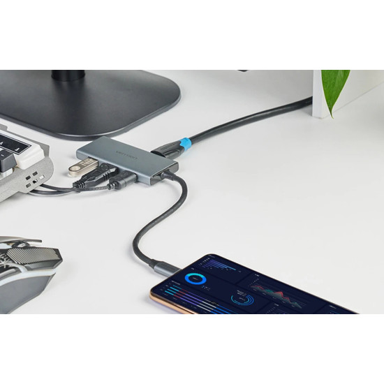 Vention докинг станция Docking Station Type-C - TOOHB - HDMI x 1, USB3.0 x 3, SD/TF