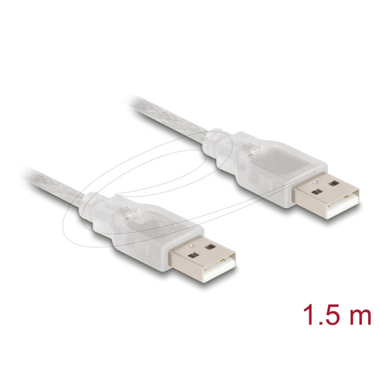 Кабел Delock USB-A мъжко - USB-A мъжко 1.5 m, прозрачен