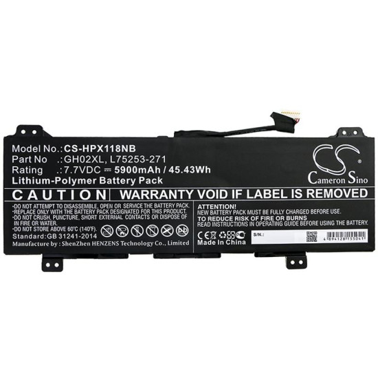 Laptop Battery for  HP Chromebook 14 G6 10X23EA; Chromebook X360 13B-CA0000SI; HSTNN-DB9M LiPo 7.7V 5900mAh CAMERON SINO