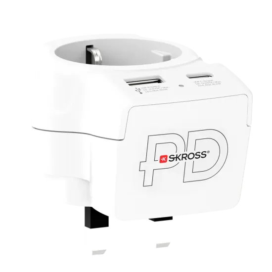 Skross 1500283E Travel adapter Europe to UK + 1 x USB  A/C