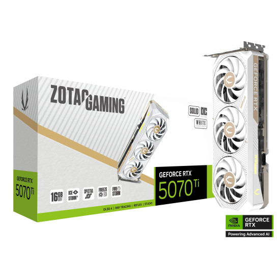 Видео карта ZOTAC GAMING RTX 5070 TI Solid Core OC White 16GB GDDR7