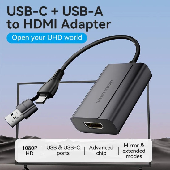 Vention адаптер Adapter USB-C/A to HDMI F - ACYHB