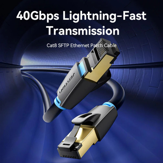 Vention Кабел LAN SFTP Cat.8 Patch Cable - 5.0M Black 40Gbps - IKABJ