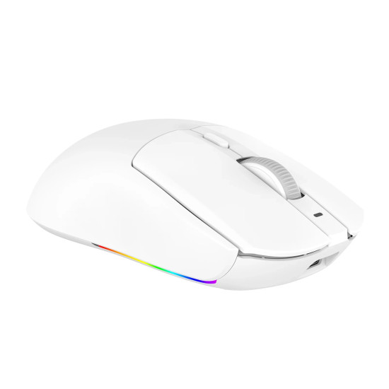 Ajazz професионална геймърска мишка AJ139 V2 MC - Wireless Gaming Mouse - 1K, Magnetic Charging Dock, White