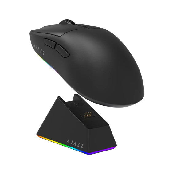 Ajazz професионална геймърска мишка AJ139 V2 MC - Wireless Gaming Mouse - 1K, Magnetic Charging Dock, Black