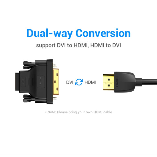 Vention Адаптер Adapter DVI M / HDMI F Gold plated - ECDB0
