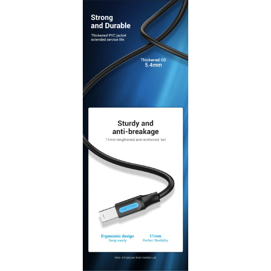 Vention Кабел USB 3.0 AM / BM - 0.5M Black - COOBD