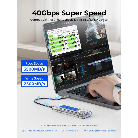 Orico външна кутия за диск Storage - Case - M.2 NVMe M key - 40Gbps, USB-A/USB-C - TCM2-U4-BK-BP